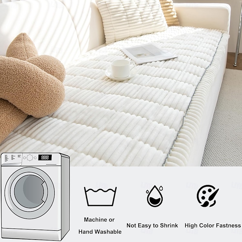 Soft Corduroy Box Cushion Pet Couch Cover, Couch Covers for Dogs, Washable Dog Sofa Covers Couch Protector, Fuzzy Non Slip Couch Slipcover Pet Friendly2