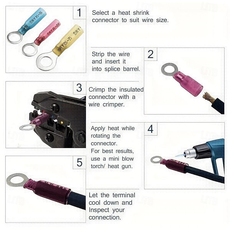 250Pcs/Set Premium Heat Shrink Wire Connectors - Butt Terminals for Marine and Automotive Applications - Insulated Crimp Terminal Set with Seal Electrical Connectors for Waterproof Protection4
