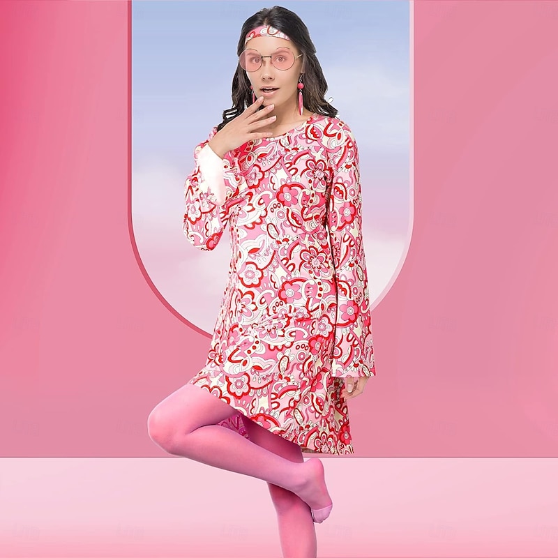 4 Pcs 70s 80s Hippie Costumes Accessories for Women 70's Disco Outfit for Halloween Party Cosplay2