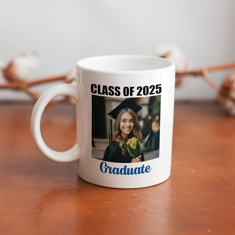 Personalized Graduation Gift Mug,Class of 2025 Custom Photo Coffee Cup, Graduate Gift for Him or Her, Congrats Graduation Party Favor, 11oz Ceramic Keepsake Cup4
