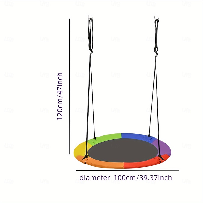 Rainbow 40" Saucer Tree Swing - 700Lb Capacity, Waterproof Oxford Fabric with Adjustable Ropes for Playground & Backyard Fun3
