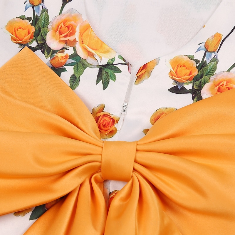 Kids Girls' Party Dress Graphic Short Sleeve Special Occasion Princess Polyester Party Dress Summer Spring kids Yellow4