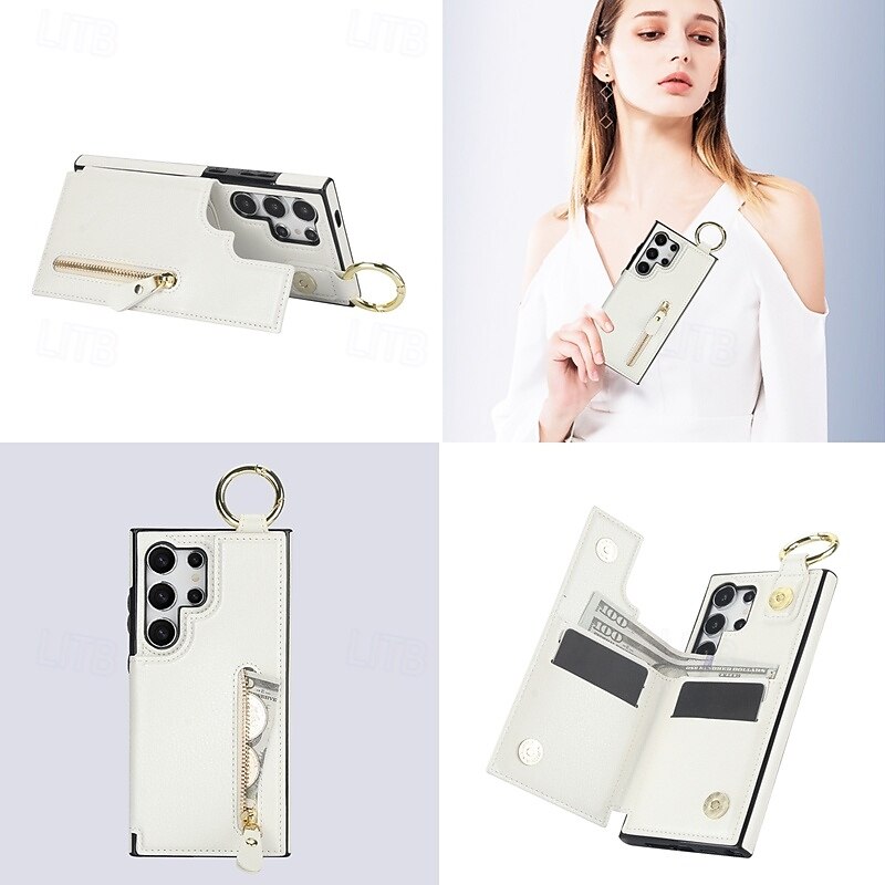 Phone Case For Samsung Galaxy S24 S24 FE S23 S22 S21 Ultra Plus A55 5G A35 5G A25 A15 A14 Back Cover with Stand Holder Magnetic Zipper Retro TPU PU Leather3