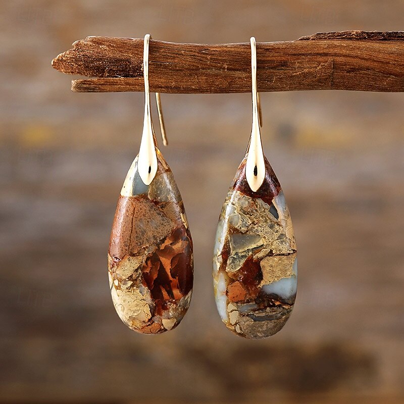 Women's Earrings Pear Cut Drop Stylish Earrings Jewelry Light Brown / Yellow / Blue For Wedding Party 1 Pair3