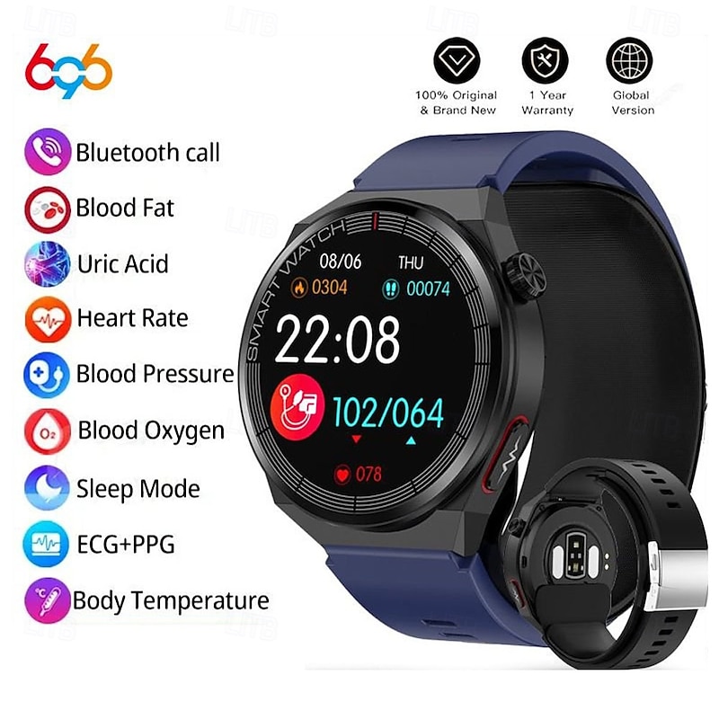 696 TK62 Smart Watch 1.42 inch Smartwatch Fitness Running Watch Bluetooth ECG+PPG Pedometer Call Reminder Compatible with Android iOS Women Men Hands-Free Calls Message Reminder IP 67 47mm Watch Case