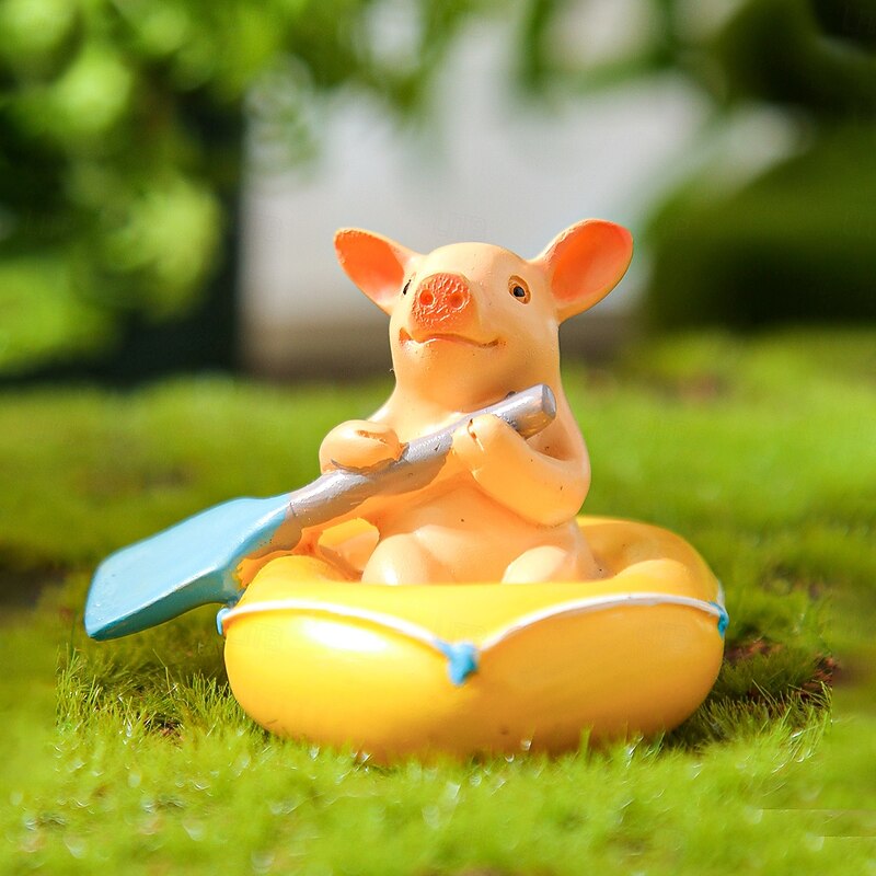 Mini Pig Animal Statue, Waterproof Resin Hand-Painted Garden Decor, Small Pig Figurine for Home, Yard, Patio, Bonsai Landscaping, Miniature Animal Ornament for Indoor and Outdoor Decoration4