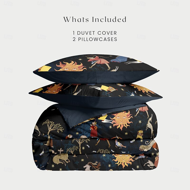 Vintage Medieval Duvet Cover Set 100% Cotton Soft and Breathable Bedding Featuring Prints Lightweight and Durable Quilt Cover Comfortable for All Seasons Easy to Care2