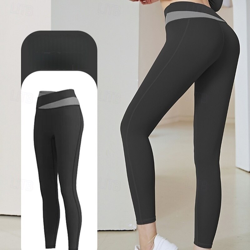 Women's Yoga Pants Yoga Leggings High Waist Pilates Gym Workout Workout Tights Solid Color Light Brown Black Royal Blue Spandex Sports Activewear Stretchy Slim3