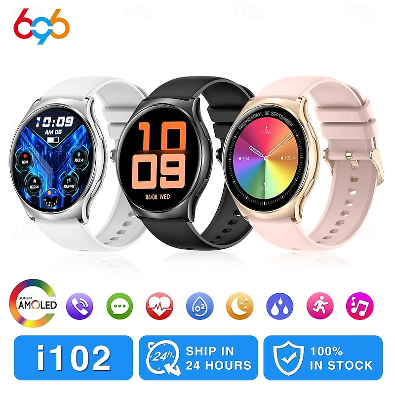 696 i102 Smart Watch Fitness Tracker ECG PPG Bluetooth Call Reminder Android iOS IP67 40mm 1.43