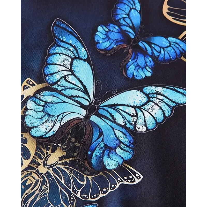 Girls' 3D Butterfly Pajama Sets Tee & Pants Pajama Sets Long Sleeve 3D Print Fall Winter Daily Basic Kids 4 years+ Crew Neck Home Daily Regular Fit4