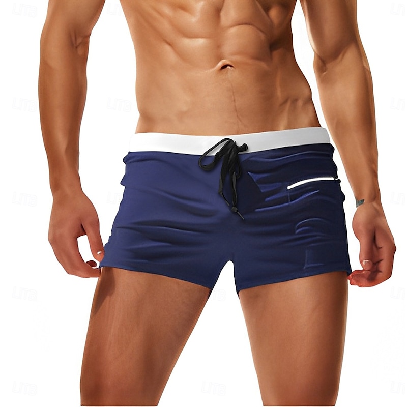 Men's Swim Shorts Swim Trunks Quick Dry with Mesh Lining Board Shorts Drawstring Zipper Pocket Breathable Bottoms - Swimming Surfing Beach Water Sports Solid Colored Spring Summer3