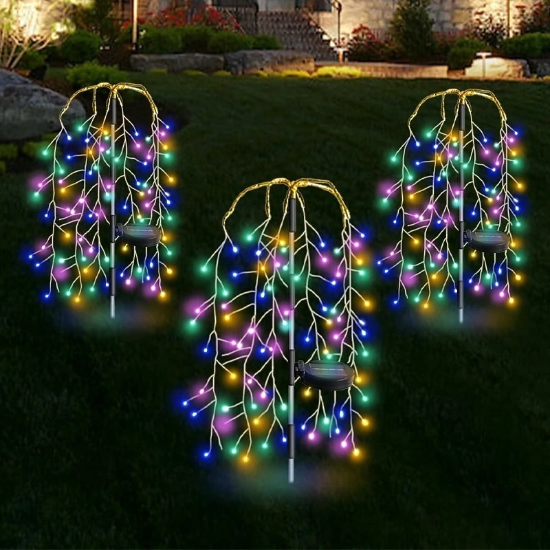 Solar Lights Outdoor Waterproof Garden Light Solar Powered for Yard Decorative Outside Fairy Tree LED Colorful Lighting Patio Path Decor Gardening Gifts for Women Mom Grandma - Main Image