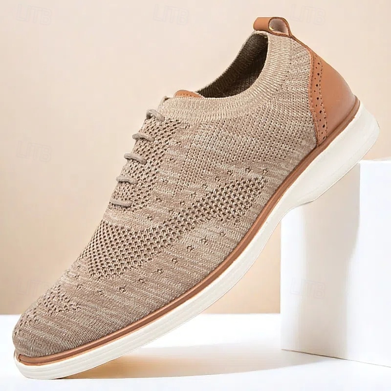 Men's Breathable Knit Casual Sneakers – Lightweight Lace-Up Walking Shoes for Daily Wear and Travel