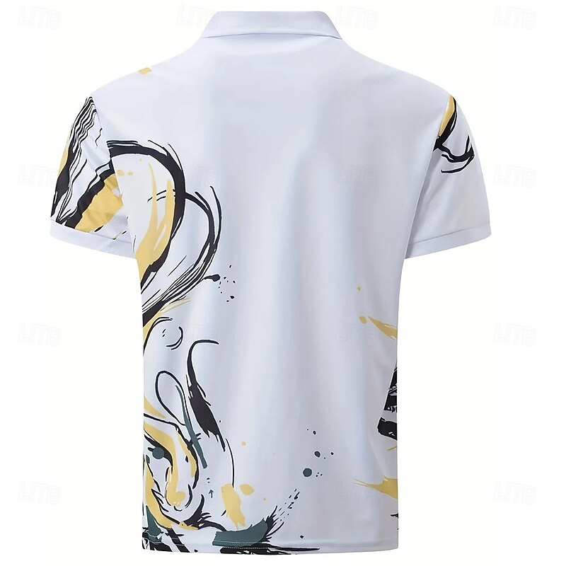 Men's Splash Ink Polo Short Sleeve Polo Shirts Collared Shirts Casual Outdoor Athleisure Daily Wear 3D Print Summer White2