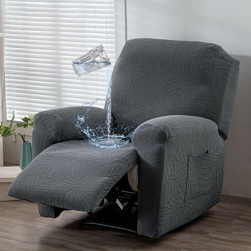 Stretch Recliner Slipcovers Water Resistant Super Floral Printed Sofa Couch Cover Non Slip 1 Seater Lazy Boy Chair Covers Furniture Protector with Side Pocket for Living Room