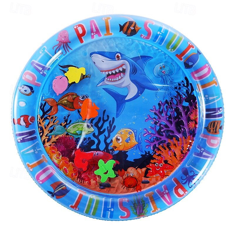 1pc Round White Shark Splash Pad Promote Activity and Sensory Development while Prone Splash Pad3