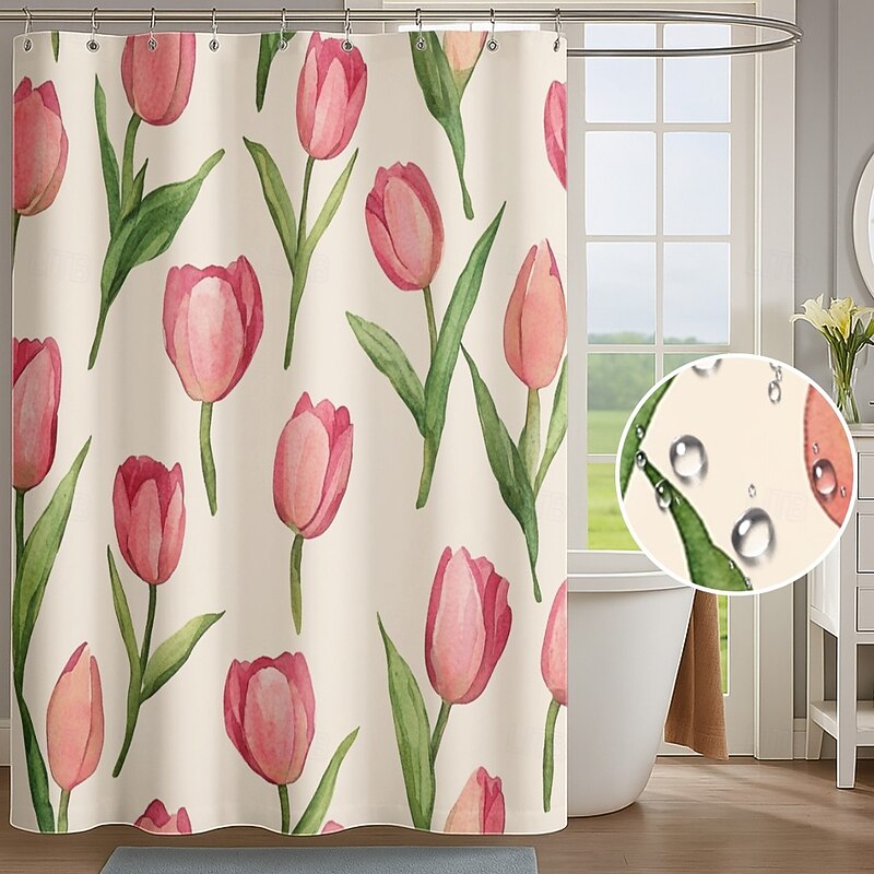 Shower Curtain with Hooks 180cm*180cm(70