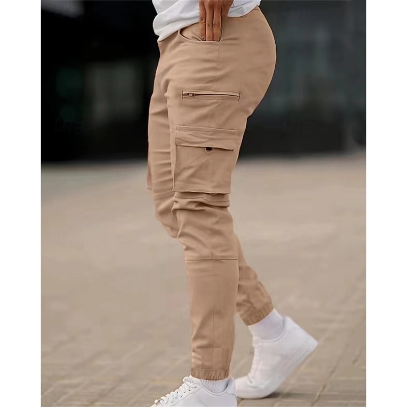 Men's Cargo Pants Trousers Buttons Flap Pocket Plain Wearable Outdoor Daily Camping & Hiking Fashion Classic Black Army Green