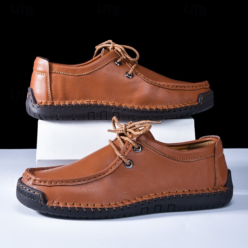 Men's Faux Leather Lace - Up Shoes - Stylish & Comfortable, Ideal for Business - Casual Occasions & Office - to - Evening Transitions4