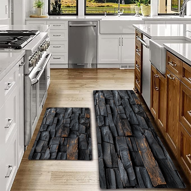 Wooden Texture Kitchen Mat Hallway Carpets Area Rugs Washable for Bedroom Living Room Kitchen Bathroom Anti-Slip Floor Mats3