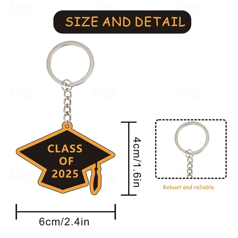 10 Pieces Class of 2025 Graduation Keychains Rubber Key Chains Grad Cap3