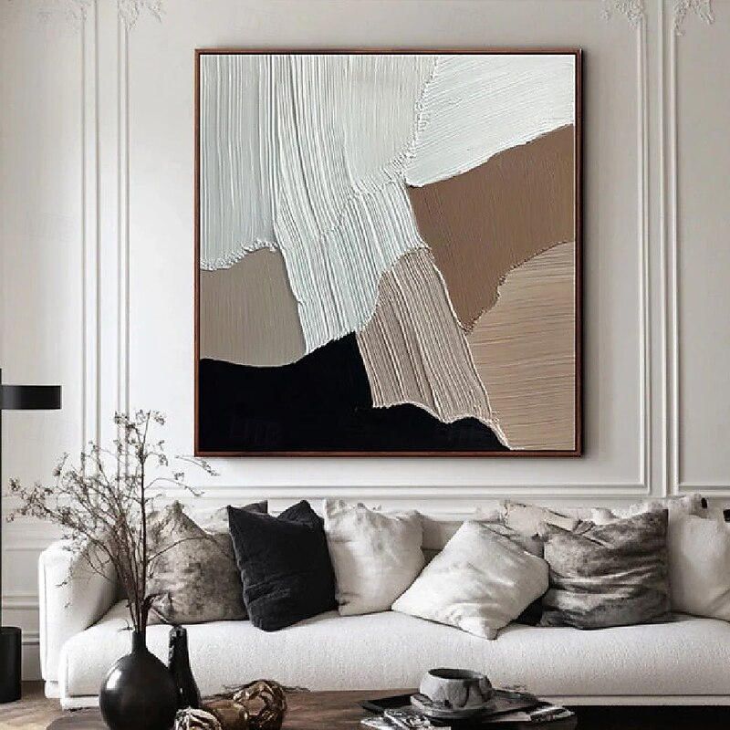 Handmade Abstract Brown Painting Extra large wall art oil paintings gray landscape painting on canvas large wall art painting for Bedroom Living room painting2