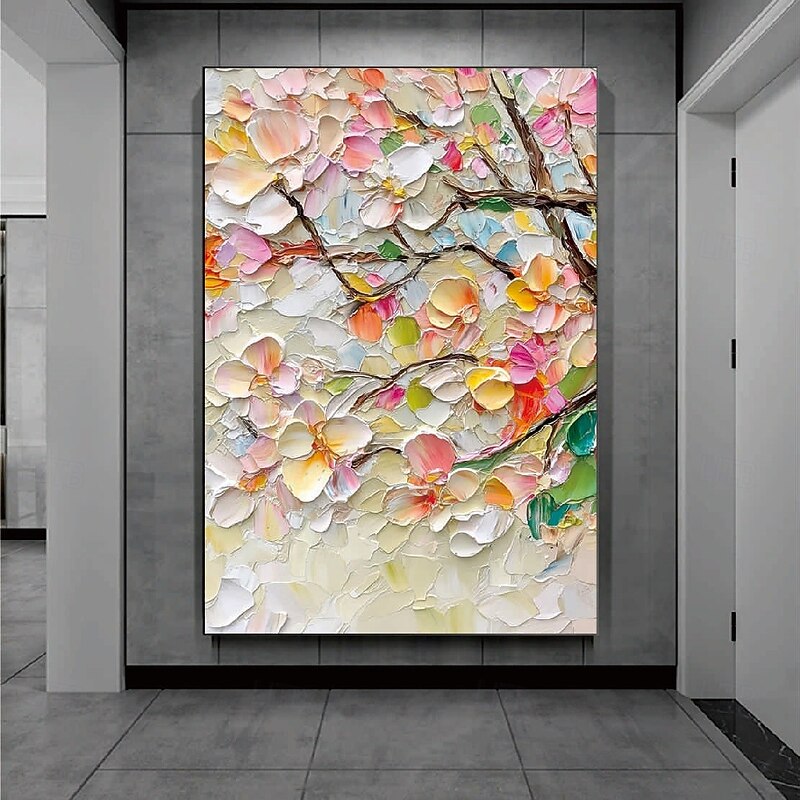 Pure Large Size Hand-painted flower oil painting hand painted Wild flowers Painting handmade 3D Texture Blooming Flower Painting Canvas Extra Flora painting Wall Art Botanical painting Wall Art Decor2