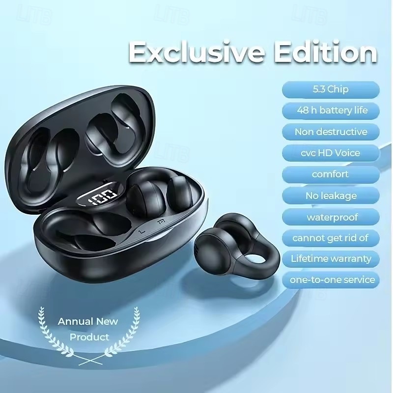 X58 True Wireless Earbuds Bluetooth 5.3 Ear Clip TWS Headphones LED Display Long Battery Life for Travel & Cycling2