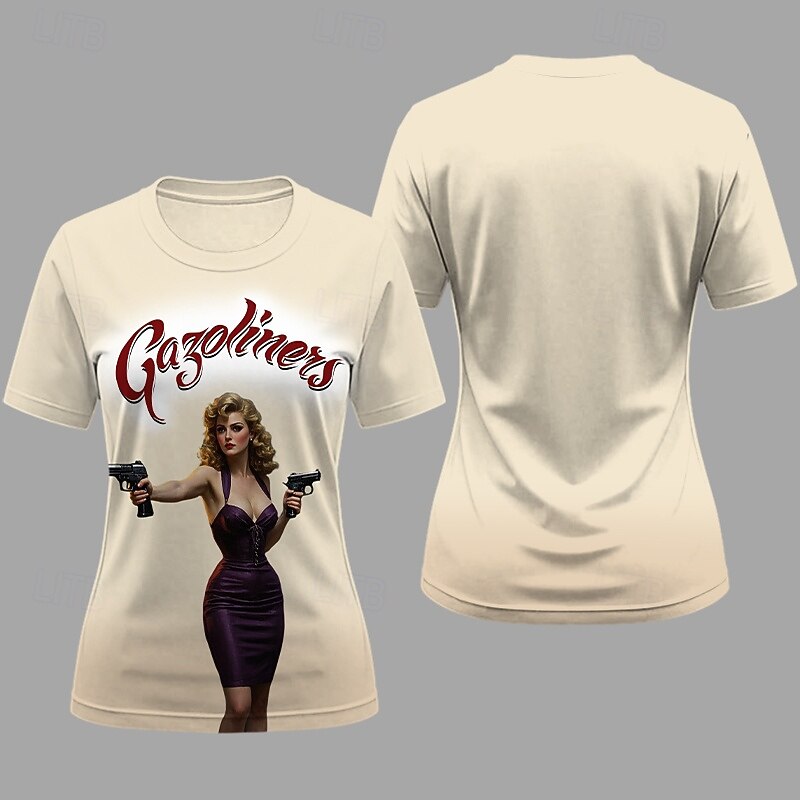 T-shirt Retro Poster Retro Girl Graphic For Women's Adults' Masquerade 3D Print Vacation Party2