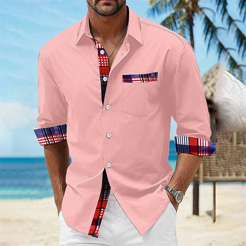 Men's Shirt Summer Shirt Casual Shirt Beach Shirt Button Up Shirt Black White Red Blue Gray Short Sleeve Printed Lapel Vacation Hawaiian Clothing Apparel Polyester Fashion Casual Comfortable4
