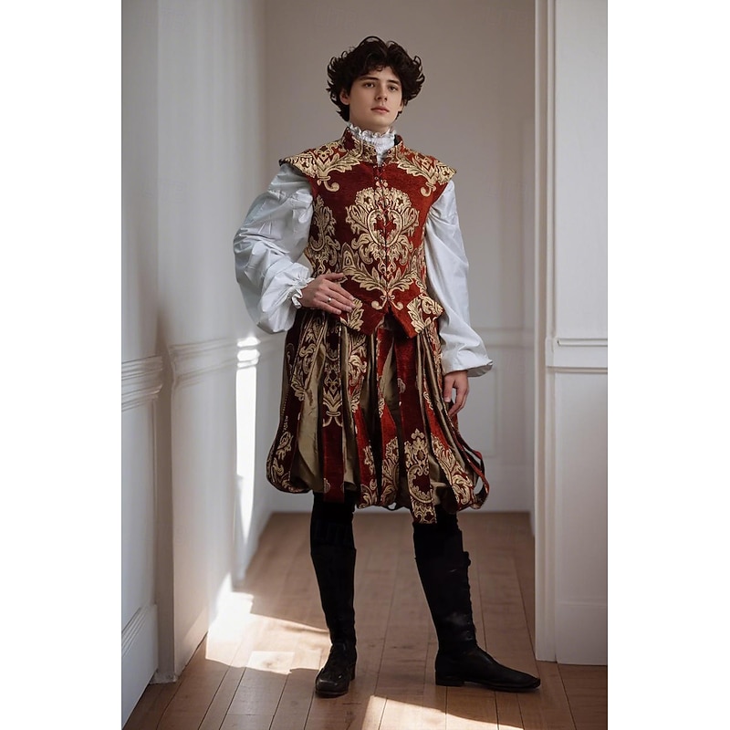 Medieval Renaissance Outfits Prince Celtic Knight Fancy Dress Men's Royal Halloween Carnival Masquerade Performance LARP Ren Faire Adults' Costume2