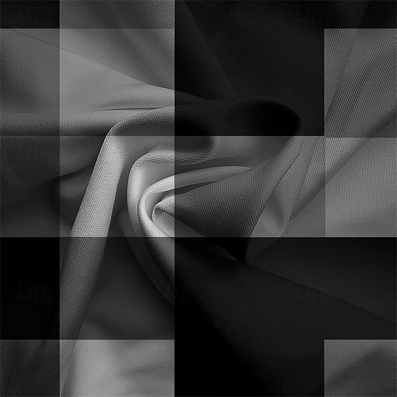 Men's Shirt Summer Shirt Casual Shirt Beach Shirt Button Up Shirt Black White Long Sleeve Plaid Lapel Vacation Hawaiian Button-Down Clothing Apparel Polyester Fashion Casual Comfortable3