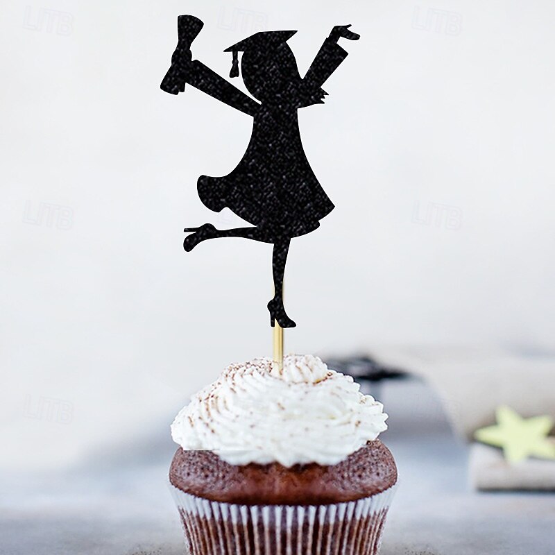 24 Pieces 2025 Graduation Cupcake Toppers 48 PCS Food/Appetizer Picks For Graduation Party Mini Cake Decorations Diploma 2025 Grad Cap Set 24 Pieces4