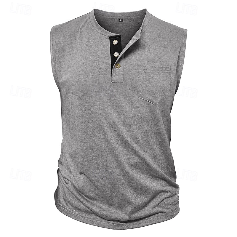 Men's Tank Top Vest Top Undershirt Sleeveless Shirt Sleeveless Henley Summer Plain Fashion Designer Basic Classic Vacation Street Going out Black White Dark Navy Top Tee for Men4