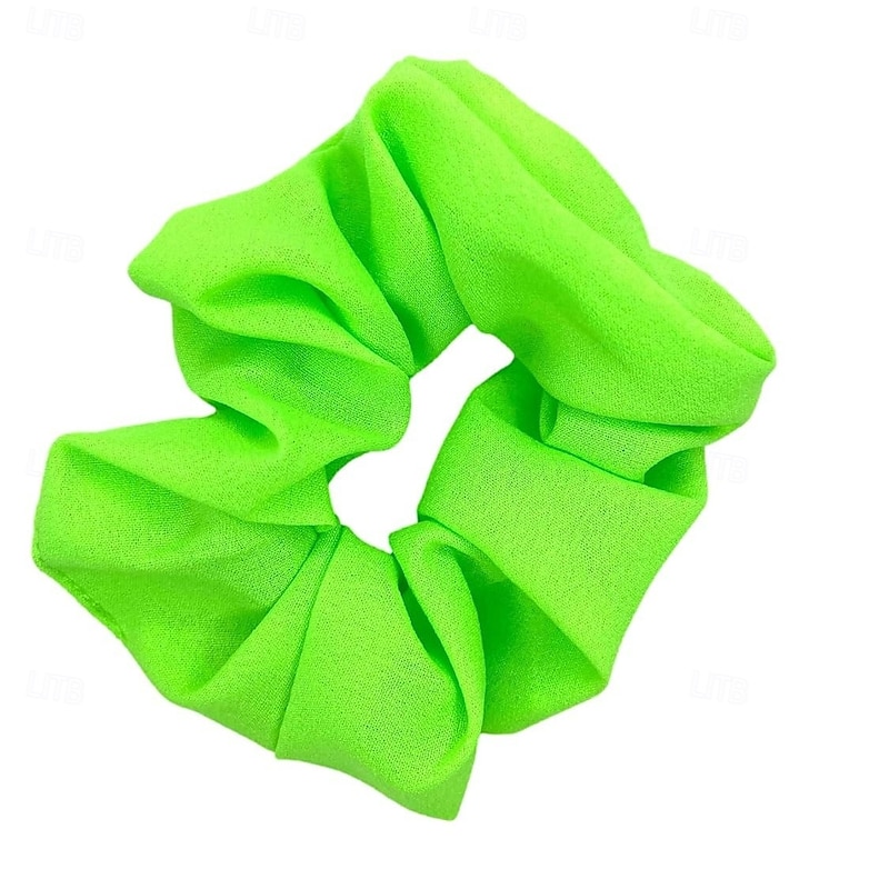4 PCS Neon Scrunchies Set Retro Vintage 1980s Hair Accessories Scrunchies Disco Solid Color Women's Halloween Carnival Pride Parade Pride Month4