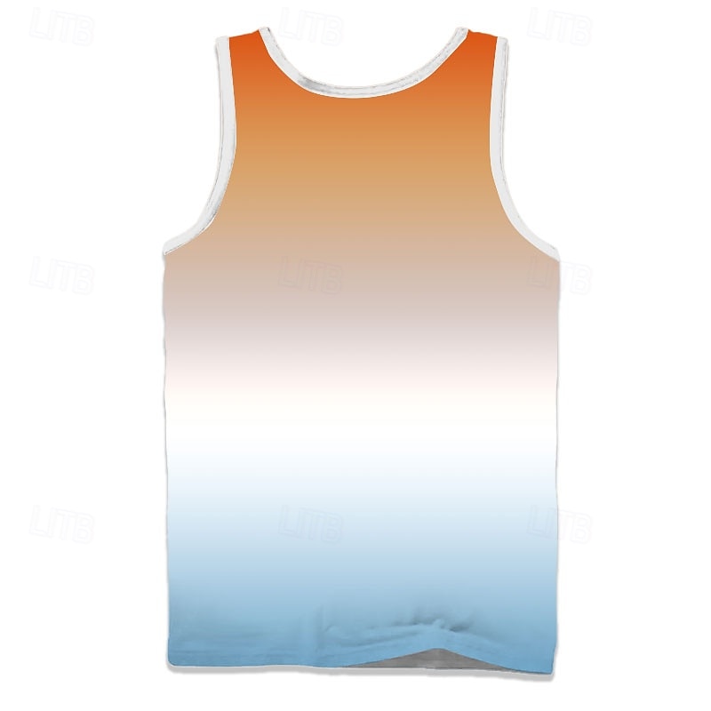 Men's Gradient Coconut Palm T Shirt Vest Top Sleeveless T shirt 3D Print Crew Neck Scoop Neck Shirt Vacation Casual Casual Hawaiian Holiday Pink Blue Orange Summer Spring Clothing Apparel S M L XL2