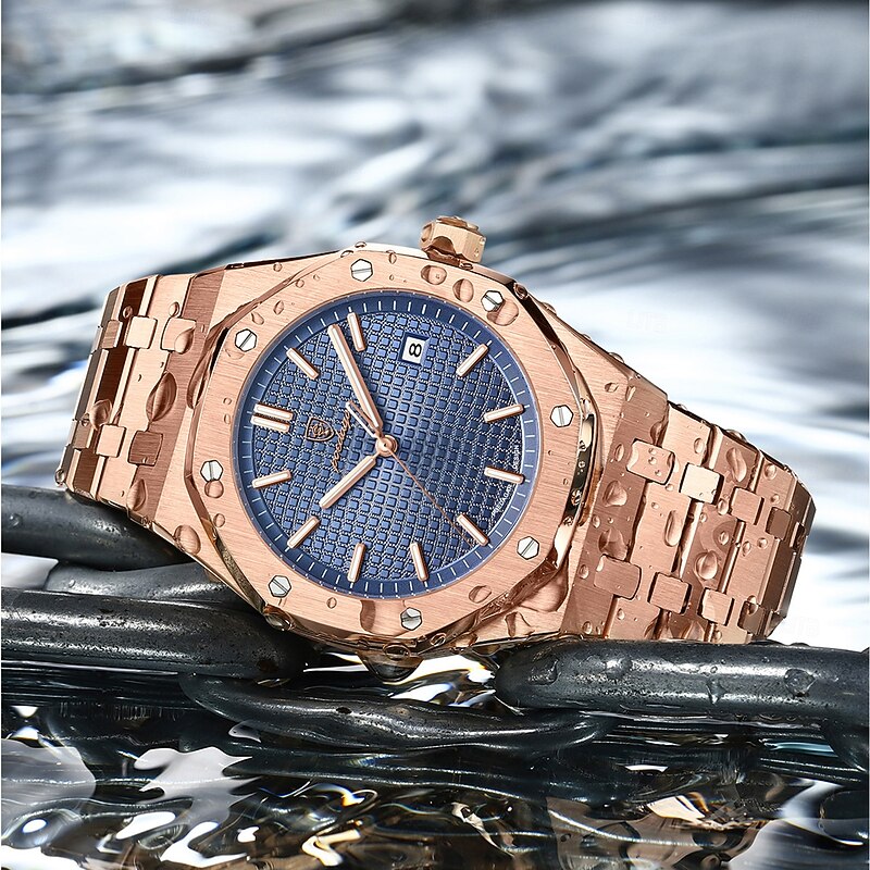 Luxury Brand Men's Watch, Waterproof Luminous, Date Week Display, Stainless Steel Quartz Wristwatch, Sports Design2