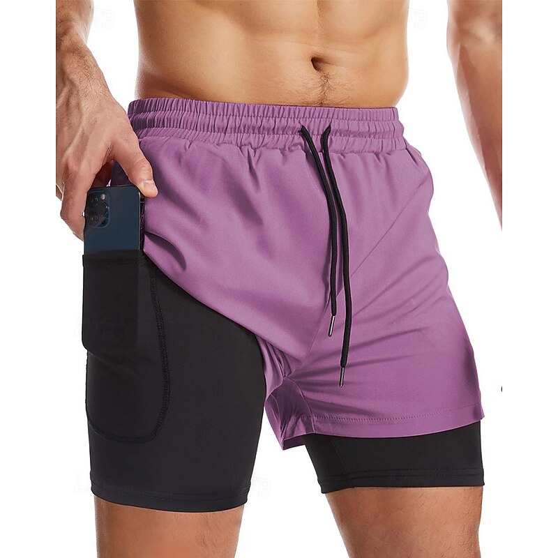 Men's Swim Trunks Swim Shorts Board Shorts Color Block Quick dry Breathable With Compression Liner with Towel Loop Vacation Beach Hawaiian Casual Black4