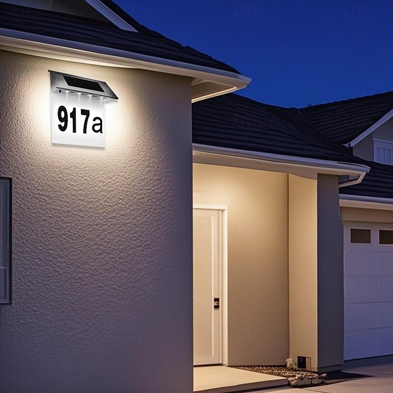 1 Pc outdoor solar stainless steel Adress light street sign wall lights House Number Lights Porch yard entrance lighting2