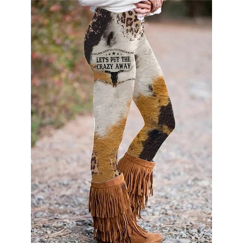 Women's Leggings Vacation Vintage Fashion Ankle-Length High Waist Graphic Stripe Printing Soft Breathable Stretchy Vacation Casual Daily Grey Black Brown Spring Regular Fit3