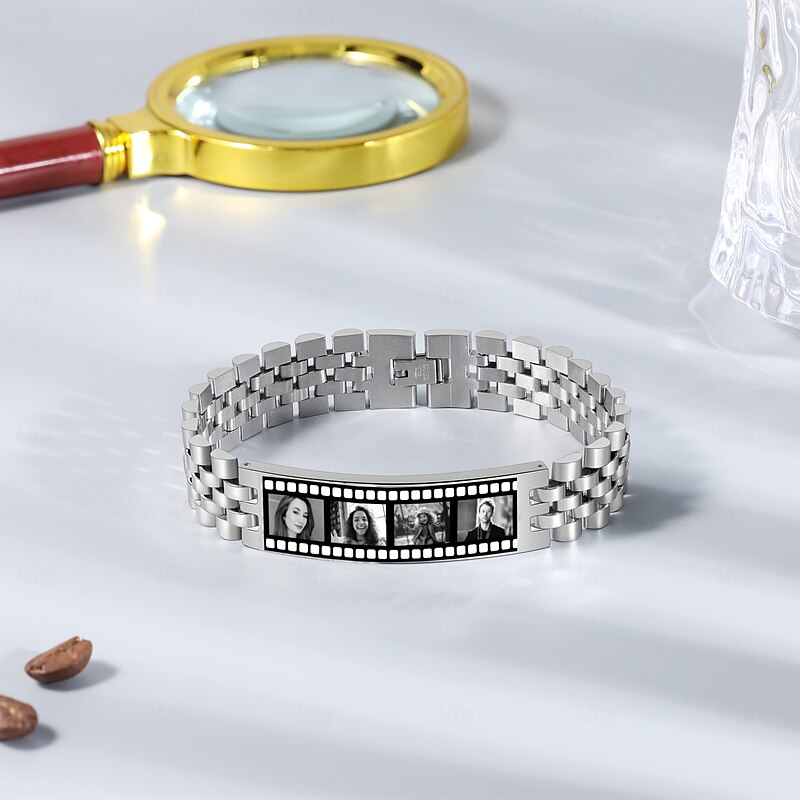 Personalized Photo Bracelet, Custom Gift for Dad, Perfect Father's Day, Christmas, Anniversary, Birthday Gift – Capture Special Moments in Every Inch of Metal