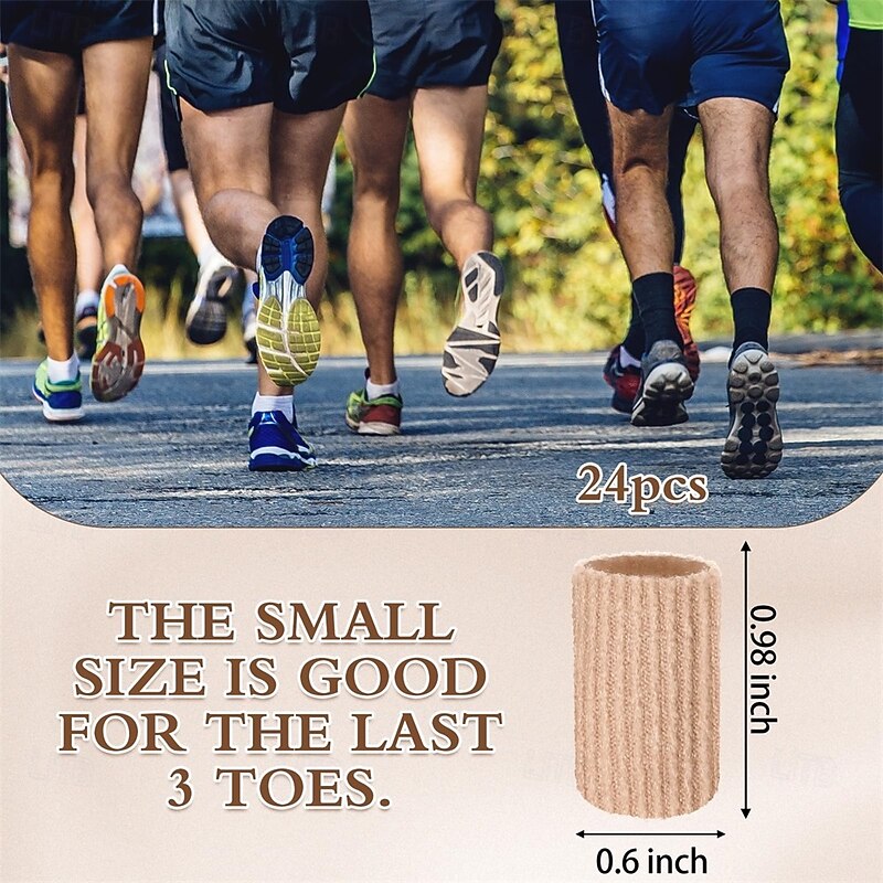 24 Pieces Toe Tubes 0 98 Inches Cushion Tube Corn Pads for Toes Sleeves Soft Gel Protectors for Cushions Corns Blisters Calluses2