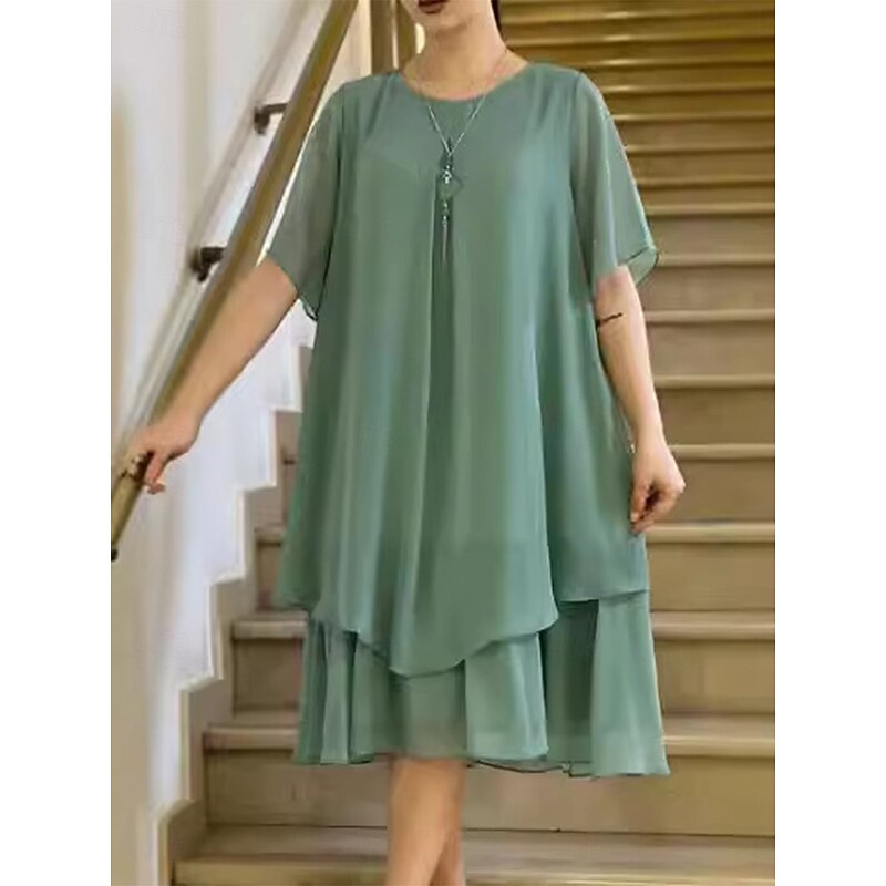 Women's Midi Dress A Line Dress Solid Color Summer Dress Casual Daily Regular Fit Graphic Plain Half Sleeve Crew Neck Black Purple Green Summer