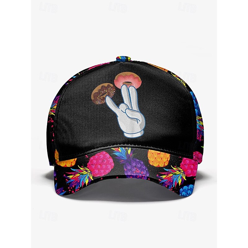 Men's Colorful Pineapple and Donut Graphic Baseball Cap - Casual, Trendy Design, Adjustable Fit, Perfect for Summer and Outdoor Activities4