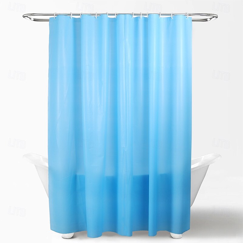 Shower Curtain PEVA Waterproof Mildew Resistant Bathroom Curtains with Hooks Easy Installation Quick-Drying 180cm*180cm(70"*70") White Blue4