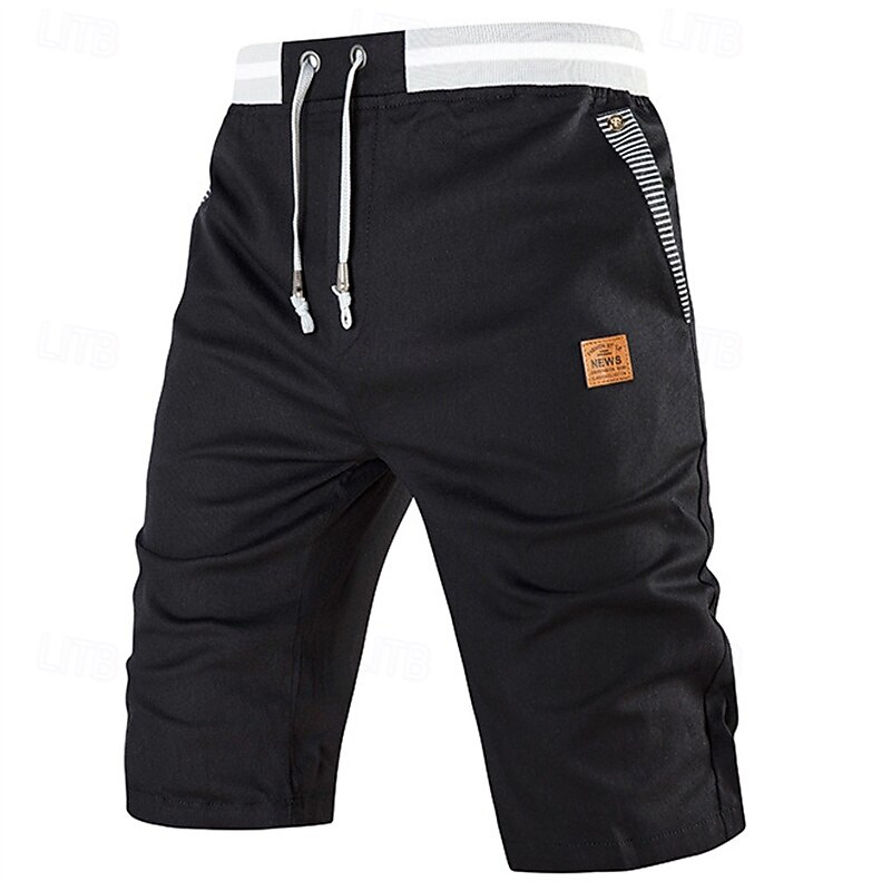 Men's Dress Shorts Burmuda Shorts Work Shorts Pocket Drawstring Plain Comfort Breathable Knee Length Outdoor Business Fashion Casual Black Blue2