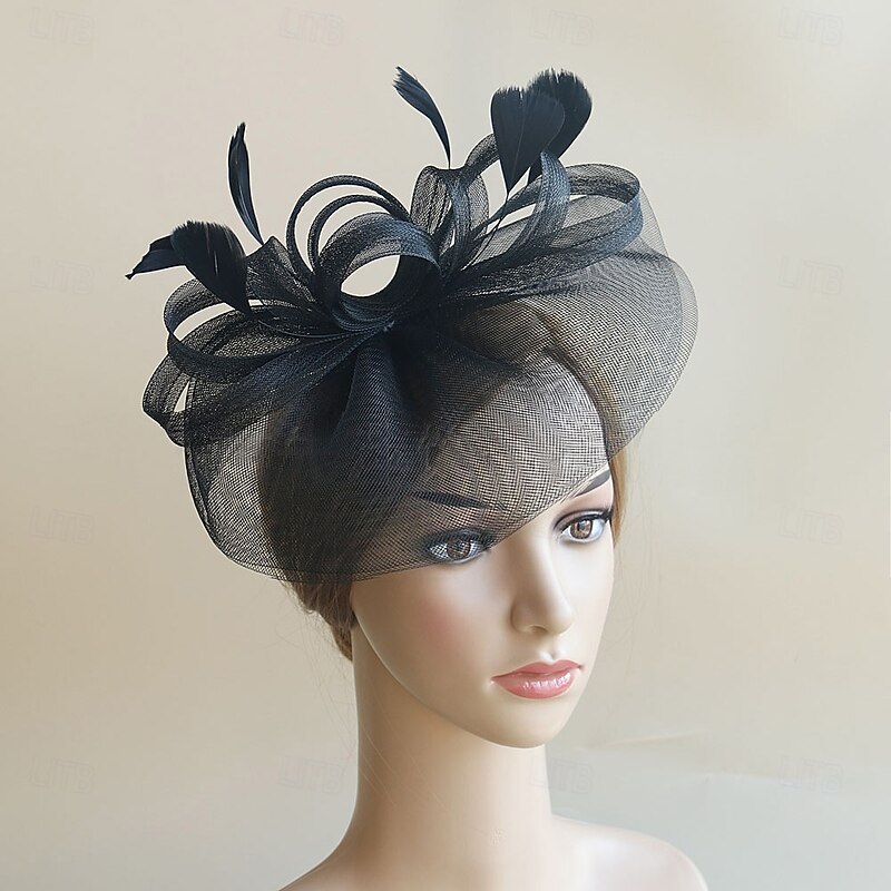 Headdress Feather Net Fedora Hat Wedding Evening Party Tea Party Horse Race Cocktail Vintage Cute With Feather Headpiece Headwear3