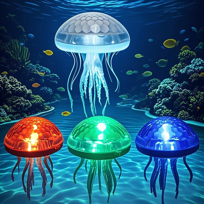 1 Pc Outdoor Solar Jellyfish Lighs Garden Lights Water Float Light Diy Assembly Pool Light Pool Fountain Light Colorful Outdoor Party Atmosphere Light