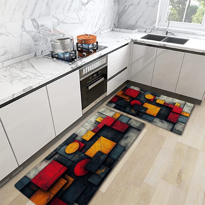 Wooden Texture Kitchen Mat Hallway Carpets Area Rugs Washable for Bedroom Living Room Kitchen Bathroom Anti-Slip Floor Mats