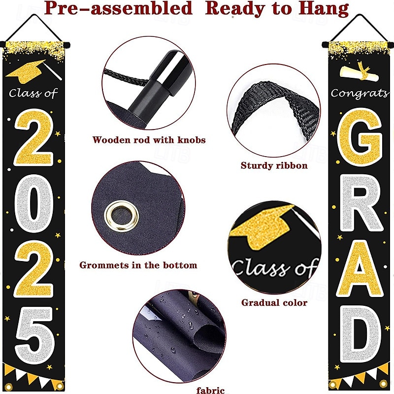 2025 Graduation Decorations Congrats Grad Porch Banner for Any Schools or Grades 2025 Graduation Party Decorations3